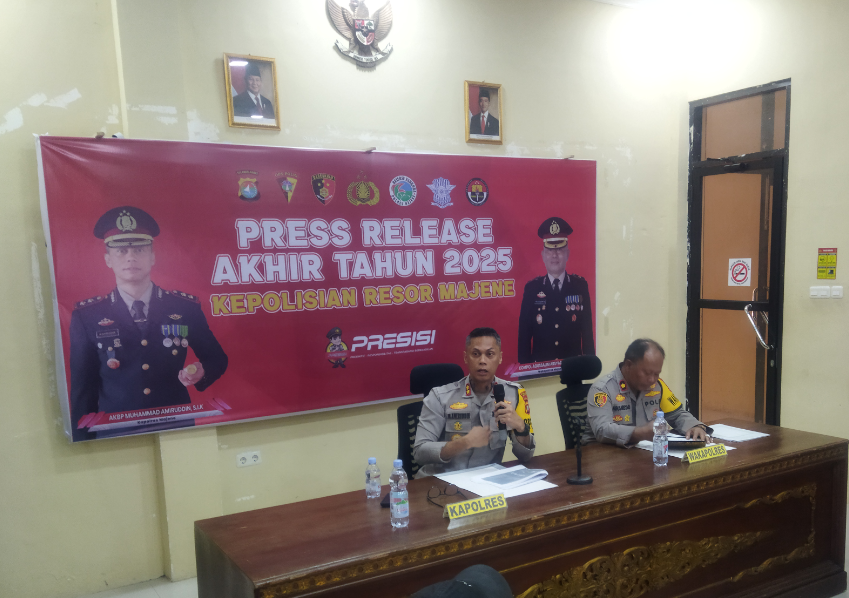 Kapolres Majene Paparkan Evaluasi Kinerja dan Situasi Kamtibmas 2025, Angka Kriminalitas Turun Signifikan.