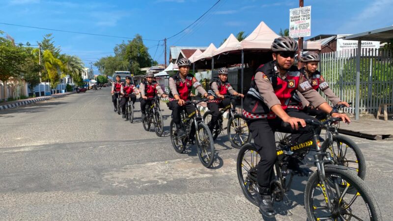 ‎Patroli Bersepeda Sat Samapta Polres Majene Sisir Sudut Kota