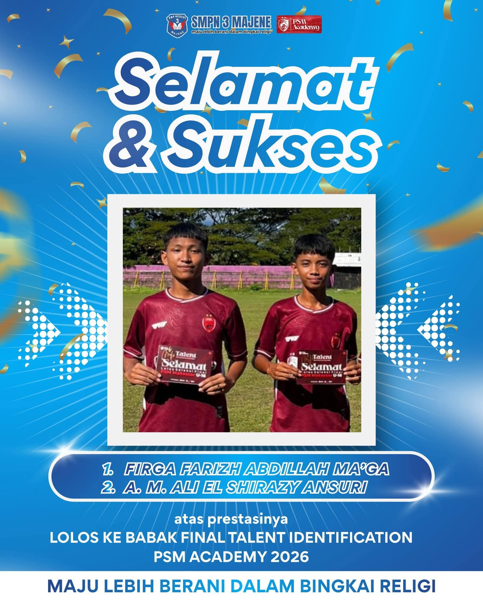 Siswa SMP Negeri 3 Majene Ukir Prestasi, Lolos Ajang Nasional dan Final PSM Academy 2026‎