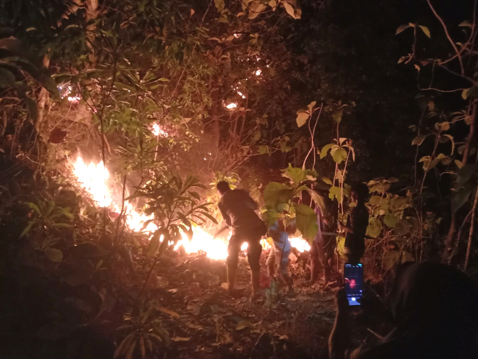 Kebakaran Lahan Di Desa Lalatedzong, Polsek Sendana gerak Padamkan