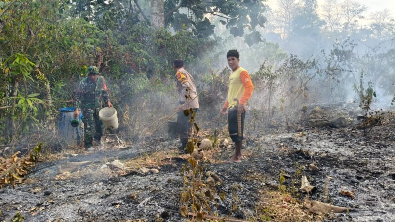 Polsek Banggae, TNI, Damkar dan Warga Jinakkan Api